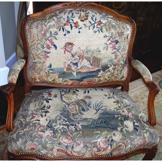 18th c. French Fonteuil Tapestry Chairs