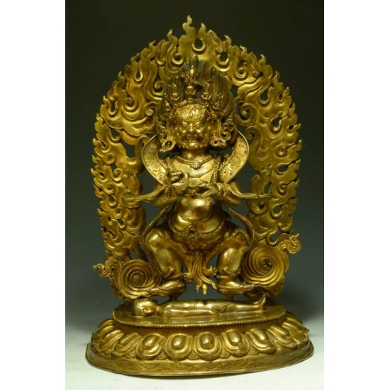 13304. Sino Tibetan Gilt Bronze Mahakala Circa 19th Century AD