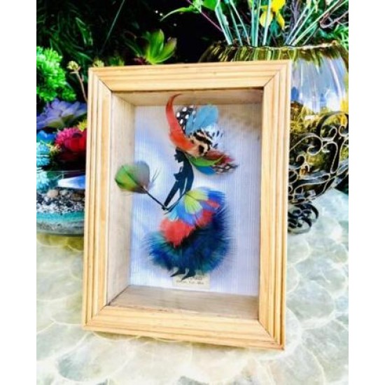 Feather Art Women In Shadow Box