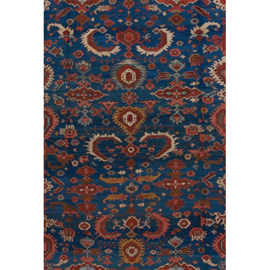 Oversized blue ground Serapi carpet