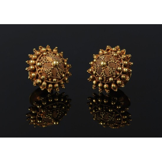 PAIR OF GOLD THAI EAR ORNAMENTS