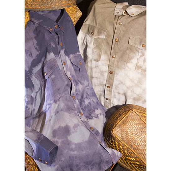 Indigo Tie-dyed Cotton Shirt