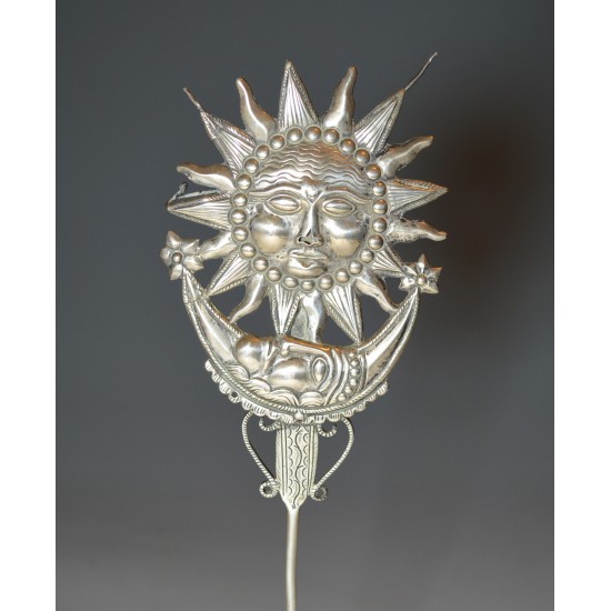 Rare Antique Andean silver Sun Moon Tupu 19th Century Bolivia