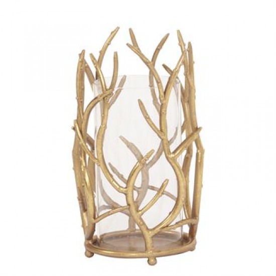 Gold Branches Hurricane Candle Holder, Small