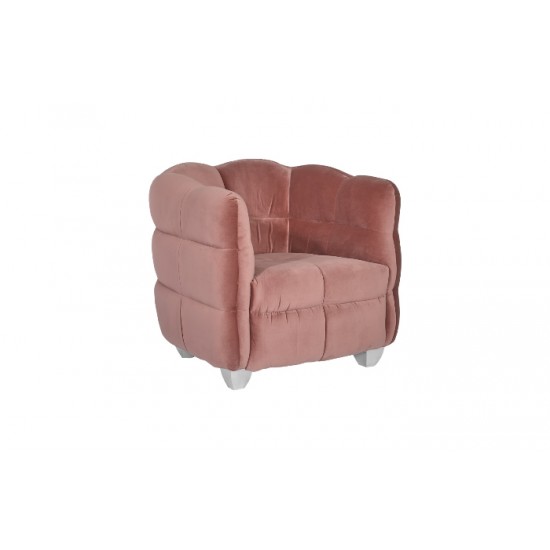 Cloud Club Chair Coral Pink Fabric, Stainless Steel Legs