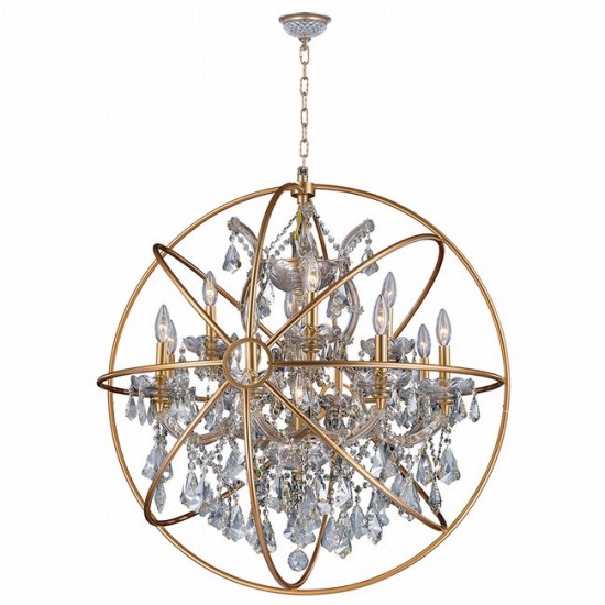 W83191MG33-GT ARMILLARY 13 LIGHT MATTE GOLD FINISH AND CLEAR CRYSTAL PENDANT