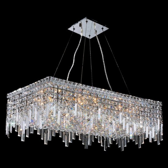 W83626C32 CASCADE 16 LIGHT CHROME FINISH WITH CLEAR CRYSTAL CHANDELIER