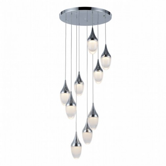 W33838C18 DROPLET 9 LIGHT CHROME FINISH LED CEILING LIGHT