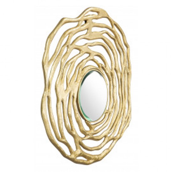 Aqua Round Mirror, Gold